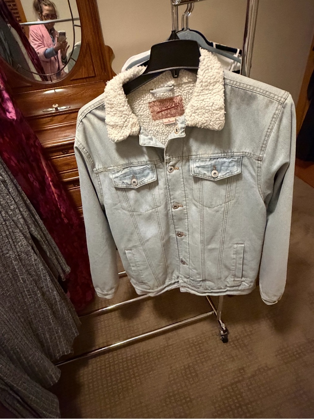 Brooklyn Cloth Light Blue Denim Jacket with Cream Sherpa